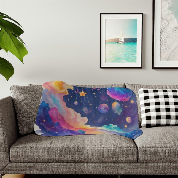 Rainbow Watercolor Clouds - Sherpa Blanket - Image 7