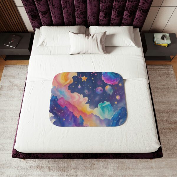 Rainbow Watercolor Clouds - Sherpa Blanket - Image 8