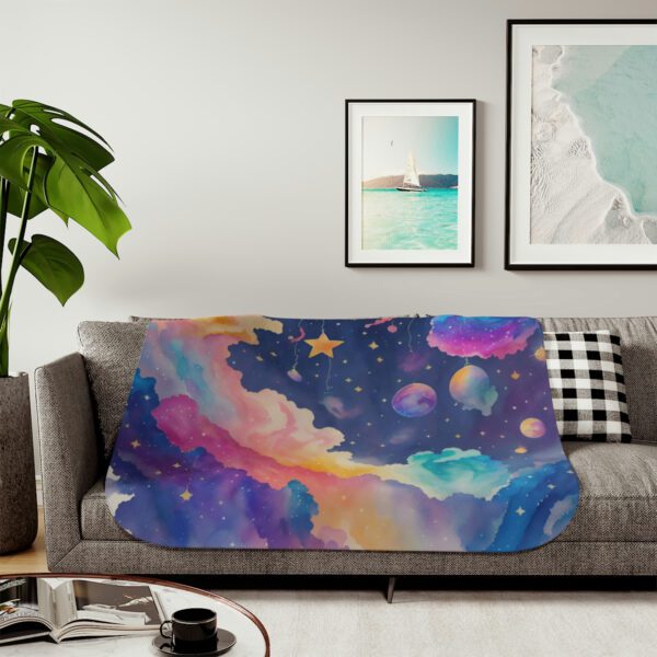 Rainbow Watercolor Clouds - Sherpa Blanket - Image 3