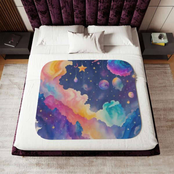 Rainbow Watercolor Clouds - Sherpa Blanket - Image 4