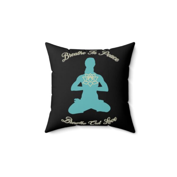 "Breathe In Peace Breathe Out Love" Meditation Pillow with Lotus Design - Pillow - Image 4