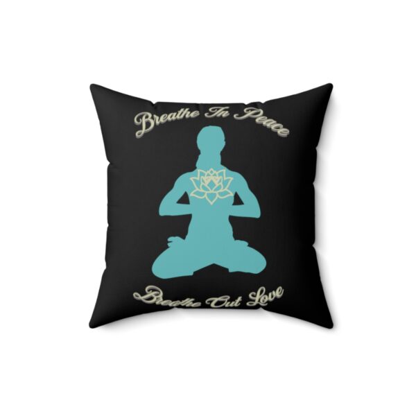 "Breathe In Peace Breathe Out Love" Meditation Pillow with Lotus Design - Pillow - Image 7