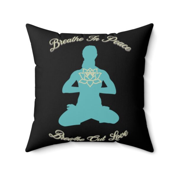 "Breathe In Peace Breathe Out Love" Meditation Pillow with Lotus Design - Pillow - Image 2