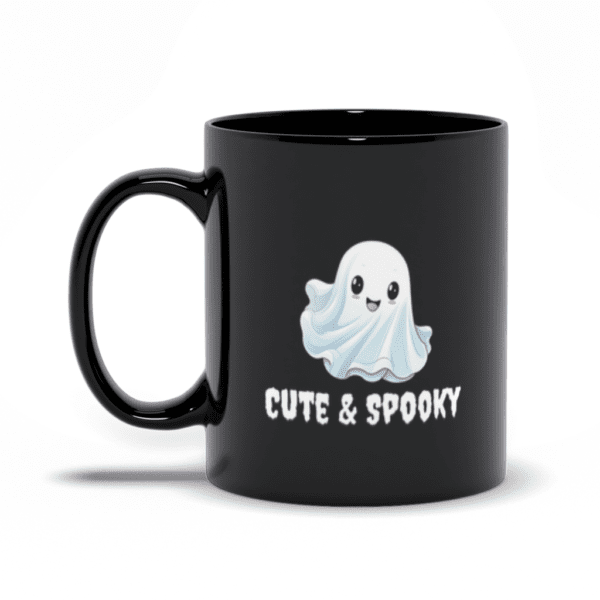 Cute & Spooky Ghost | Halloween Mug | Trick or Treat Mug | Spooky Season - Black Mugs - Image 3