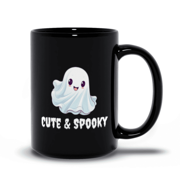 Cute & Spooky Ghost | Halloween Mug | Trick or Treat Mug | Spooky Season - Black Mugs - Image 6