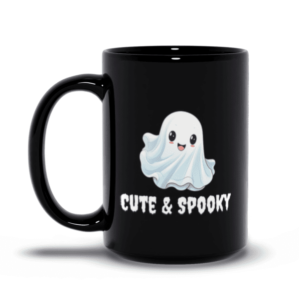 Cute & Spooky Ghost | Halloween Mug | Trick or Treat Mug | Spooky Season - Black Mugs - Image 7