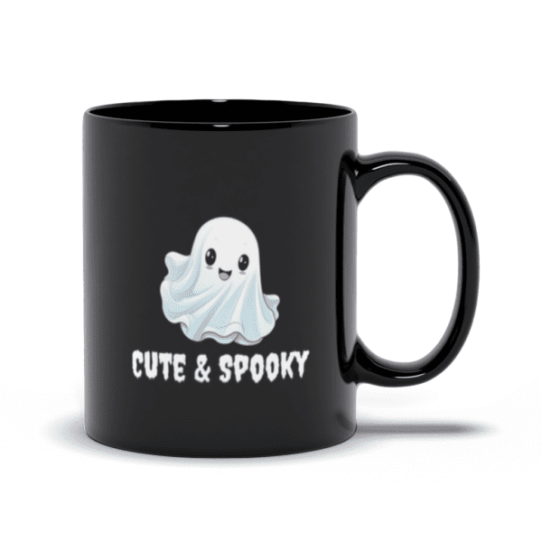 Cute & Spooky Ghost | Halloween Mug | Trick or Treat Mug | Spooky Season - Black Mugs