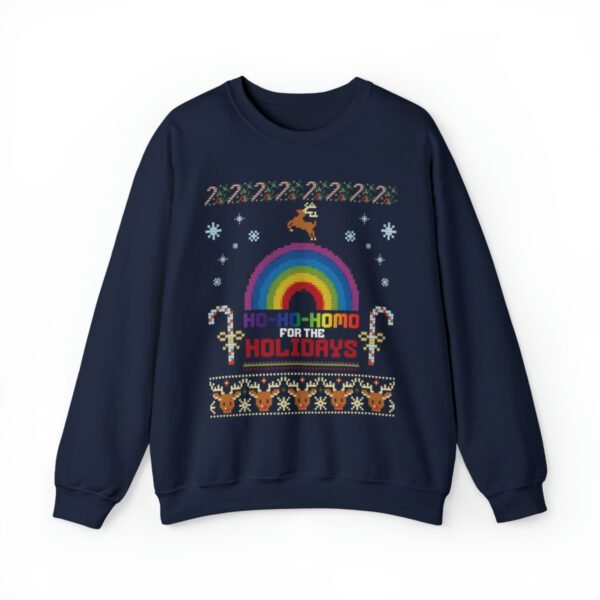 Ho-Ho-Homo For The Holidays | Christmas Ugly Sweater | LGBTQ | Funny Holiday Sweatshirt | Unisex - Sweater - Image 4