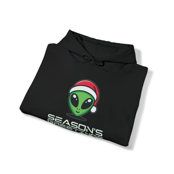 Alien Season's Greetings | Christmas Alien | Grey Alien | Festive Alien - Hoodie - Image 3