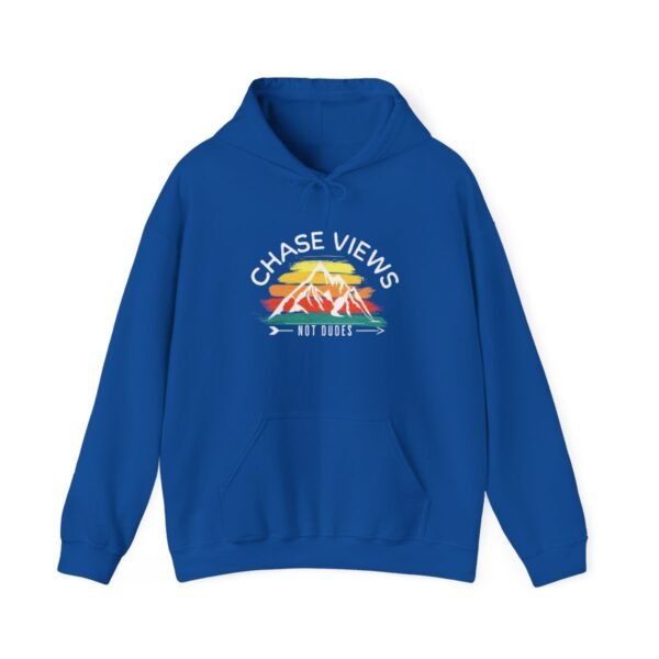 Chase Views Not Dudes | Retro Sunset | Hiking | Outdoors | Funny - Hoodie - Image 12