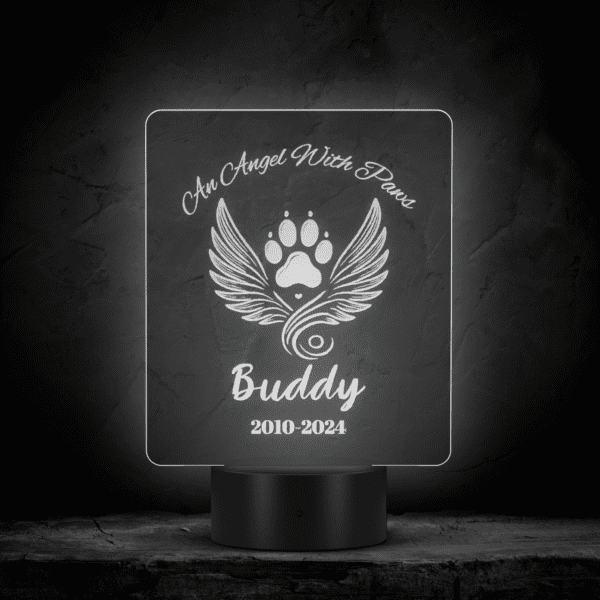 An Angel With Paws Personalized | Pet Memorial | Pet Keepsake - LED Acrylic Sign - Image 6