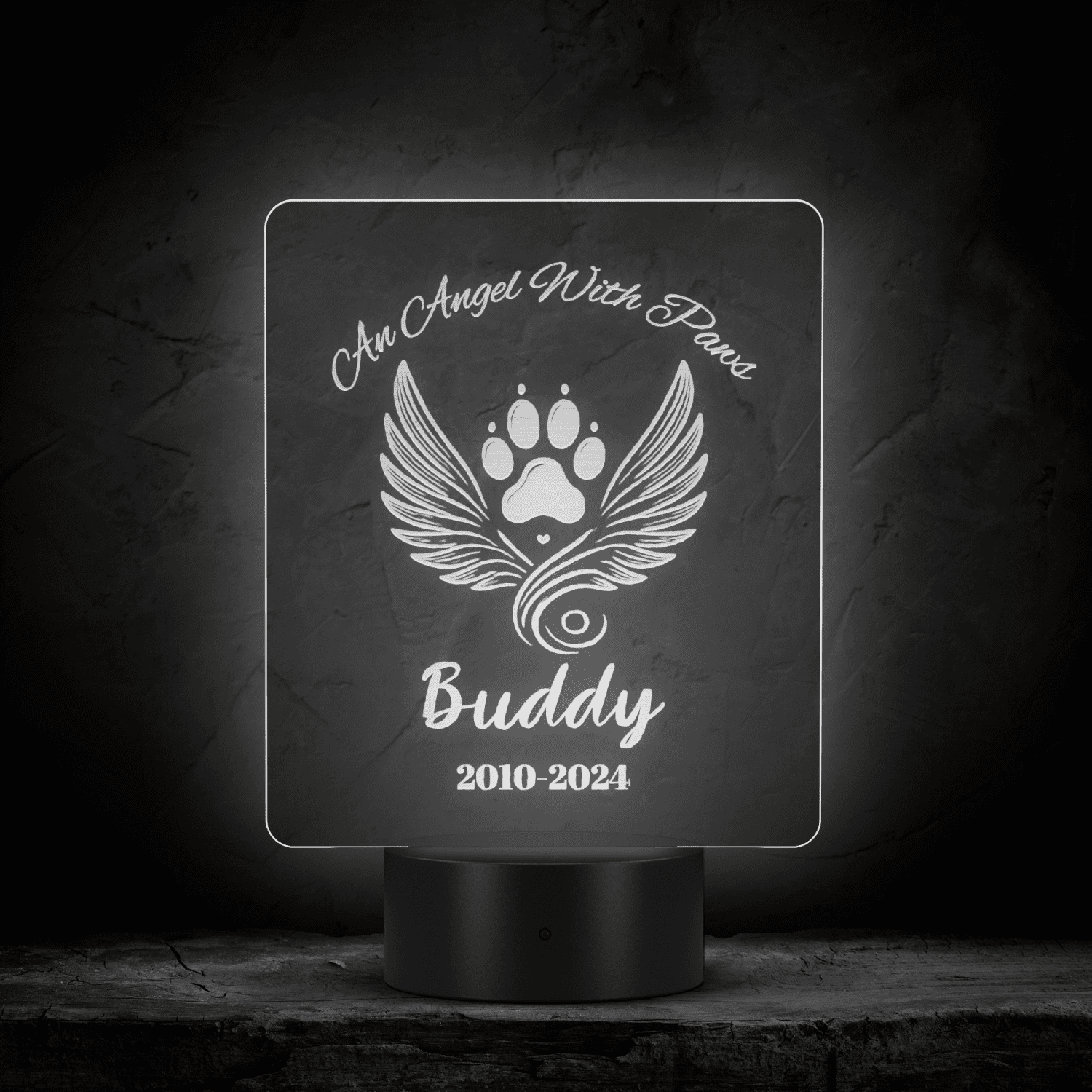An Angel With Paws Personalized | Pet Memorial | Pet Keepsake - LED Acrylic Sign - Image 6