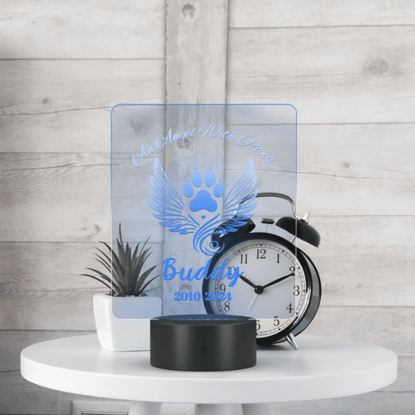 An Angel With Paws Personalized | Pet Memorial | Pet Keepsake - LED Acrylic Sign