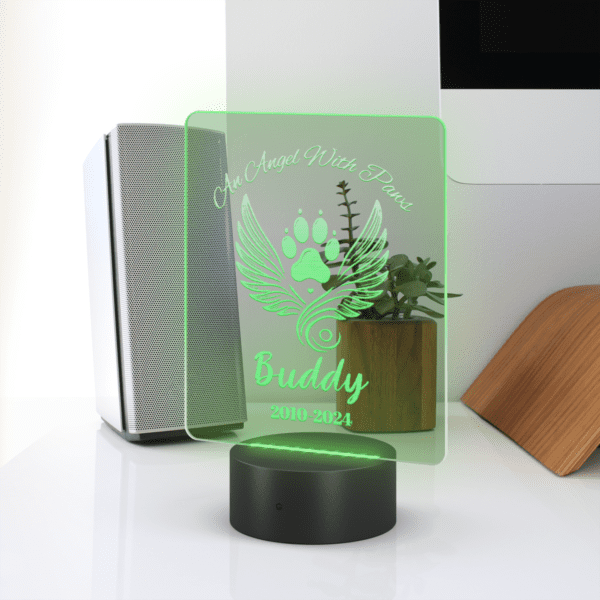 An Angel With Paws Personalized | Pet Memorial | Pet Keepsake - LED Acrylic Sign - Image 2