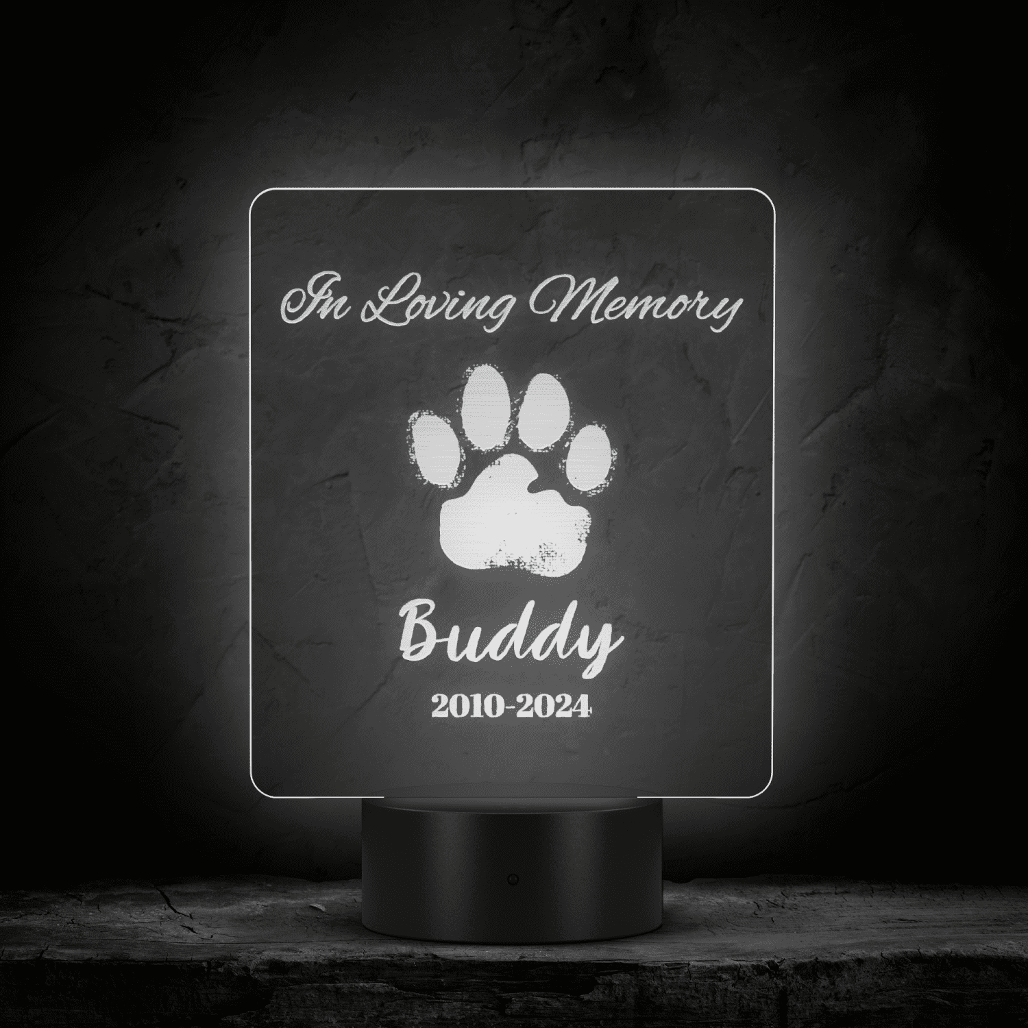 In Loving Memory | Personalized Pet Memorial | Rainbow Bridge Memory - Acrylic LED Sign - Image 6