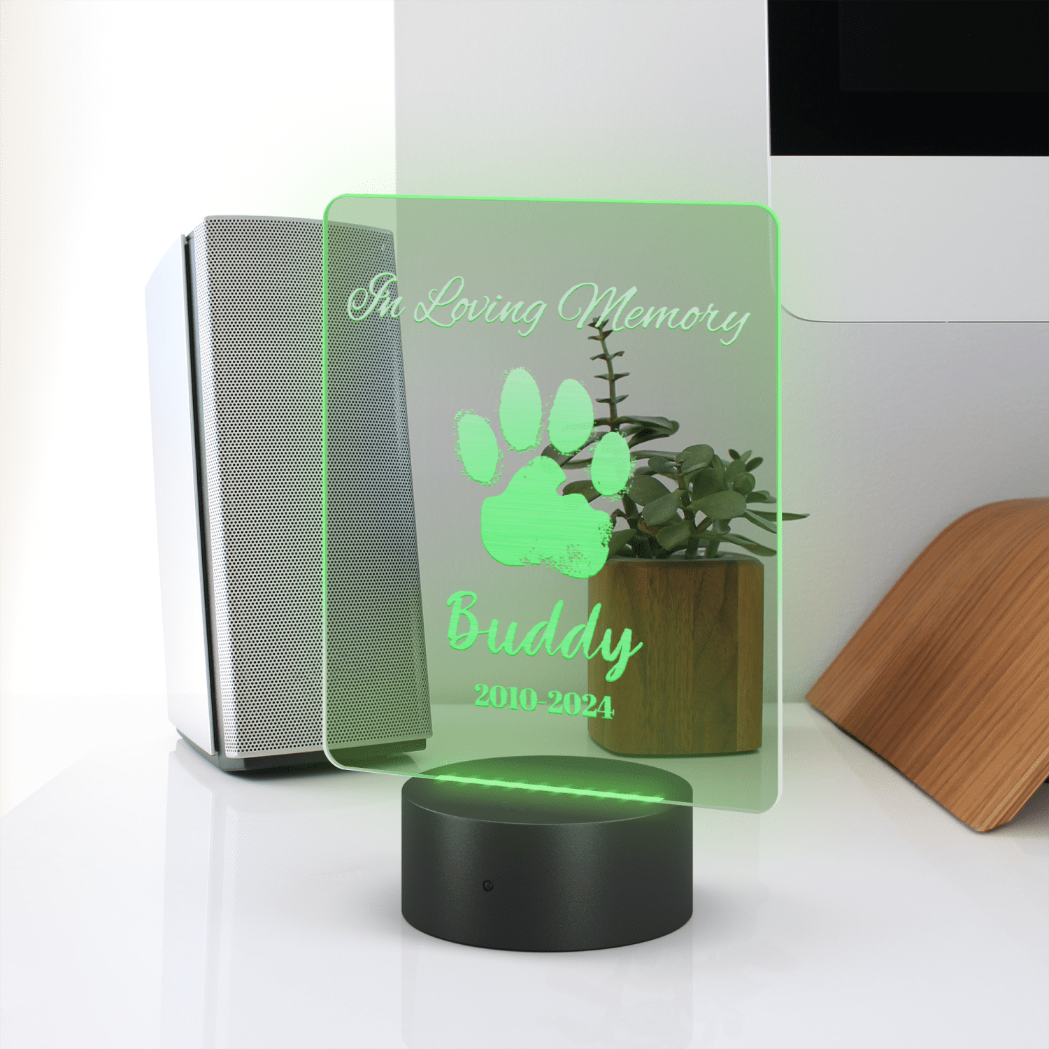 In Loving Memory | Personalized Pet Memorial | Rainbow Bridge Memory - Acrylic LED Sign - Image 2