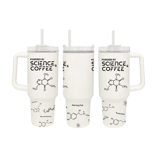 Powered by Science and Coffee | Geeky Tumbler | Nerdy Coffee Mug - 40oz Quencher Tumbler - Image 5