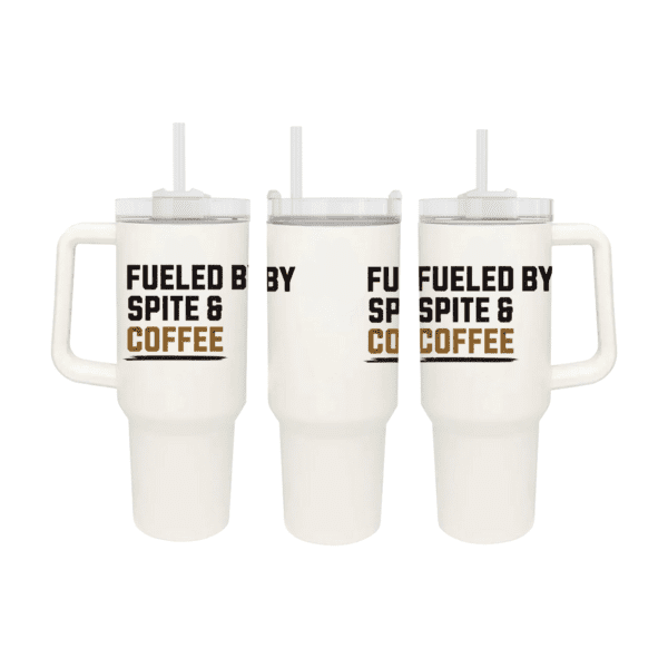 Fueled by Spite & Coffee | Coffee Lover Mug | Coffee Mug Gift - 40oz Quencher Tumbler - Image 5