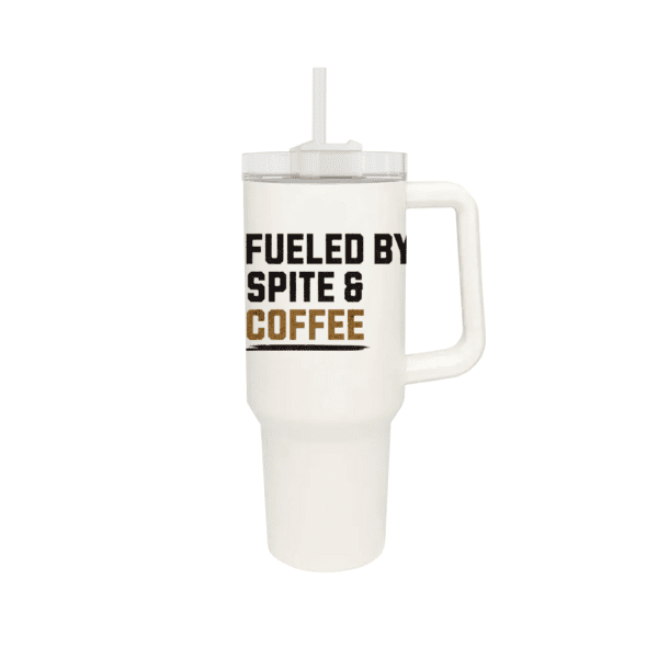 Fueled by Spite & Coffee | Coffee Lover Mug | Coffee Mug Gift - 40oz Quencher Tumbler - Image 4