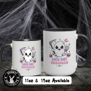 Cute But Unhinged Halloween Mug | Funny Pastel Spooky Coffee Cup - Accent Mugs